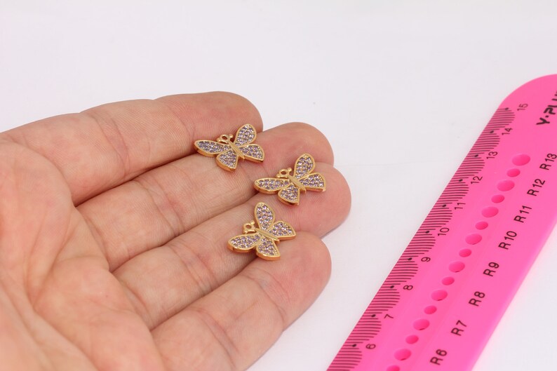 12x17mm 22k Gold Pave Butterfly, Micro Pave Butterfly, XP332