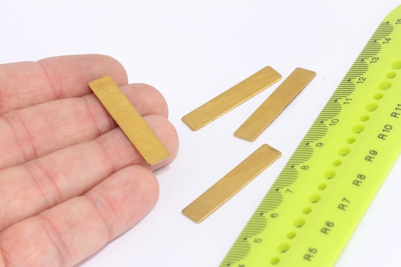 8x35mm Ham Pirinç, İsimlik Çubuğu, Dikdörtgen Takılar, AE173