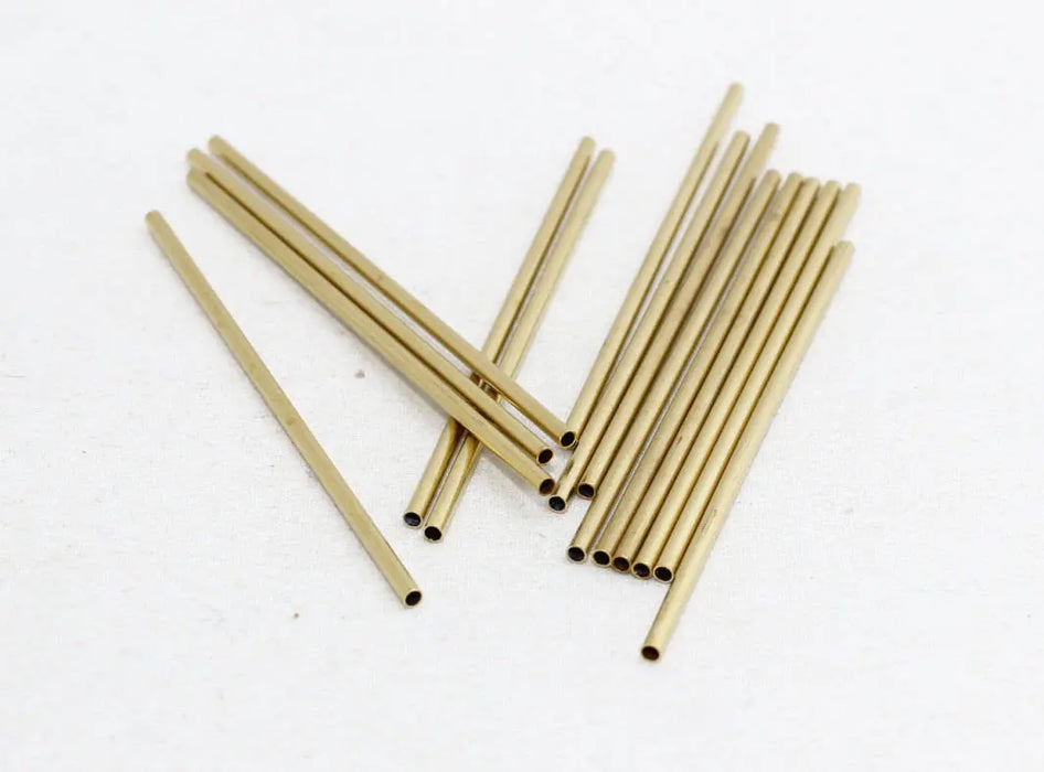 2x50mm Ham Pirinç, Boru Boncukları, Boru Boncukları, Yuvarlak Borular, TBR52