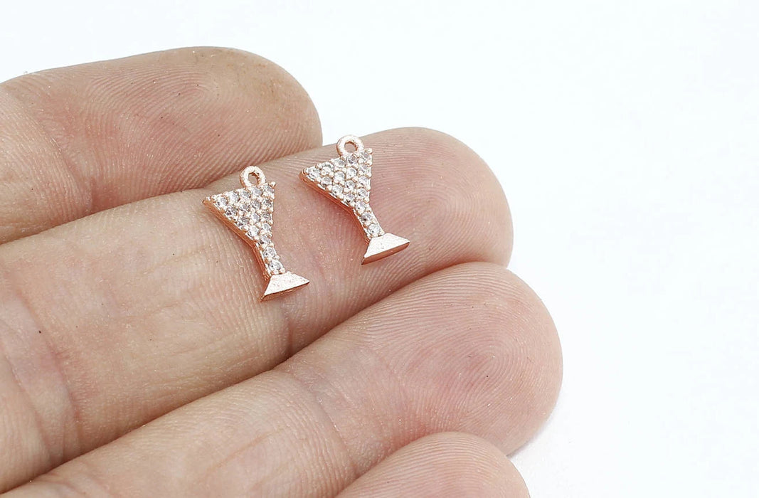 7x11 mm Gül Altın Takılar, Mikro Döşeme Martini CZ Takı ZRCN628