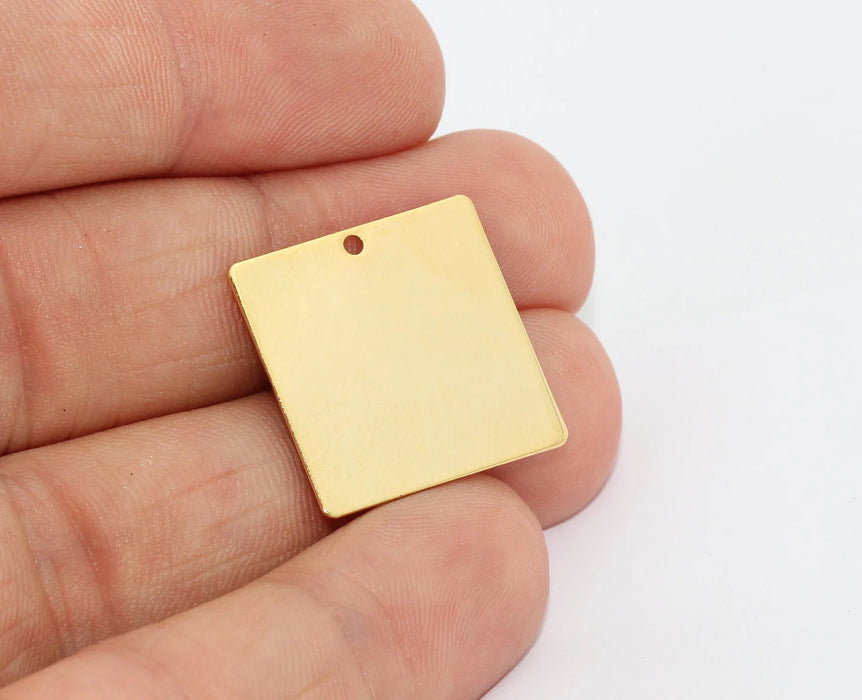 18mm 24k Shiny Gold Square Disc, Square , Stamping , MTE608