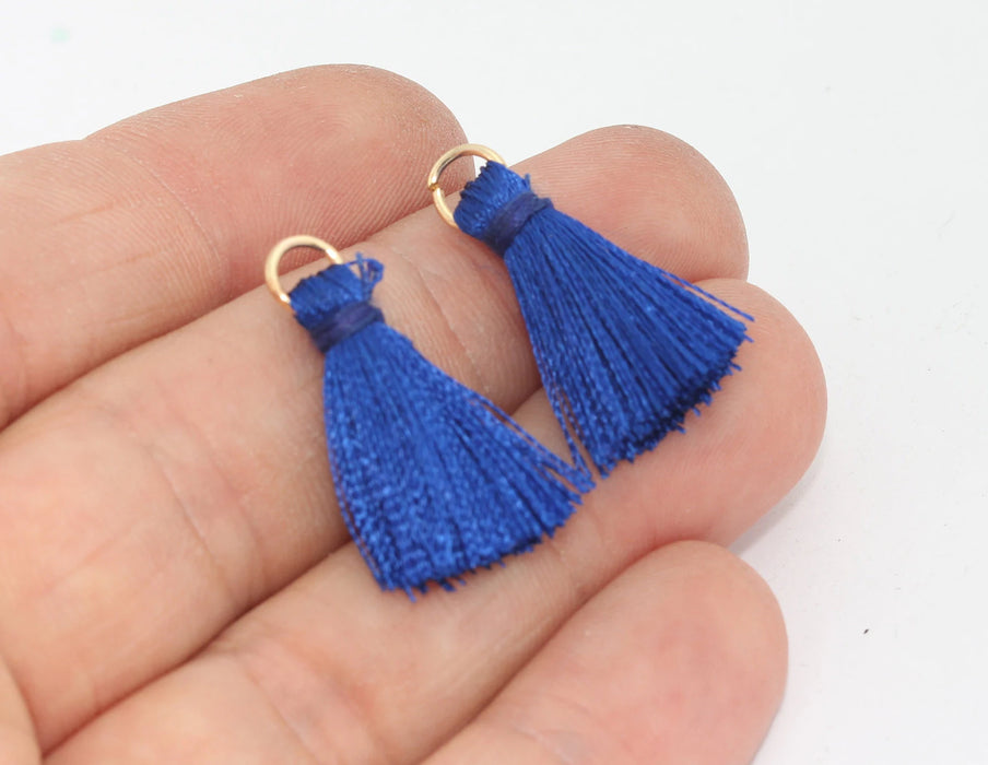 10 Adet Lacivert Püskül, Mini Püsküller, 2,5 cm Koyu Mavi, Kısa İplikli Pamuklu Püsküller, Pamuklu Püsküller, XSL21