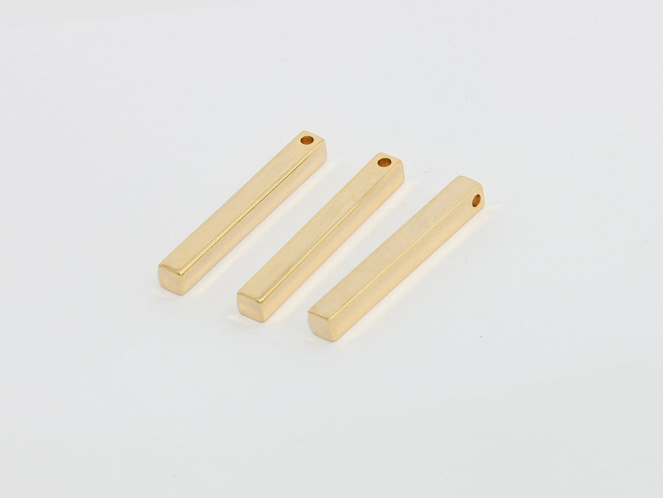 5x40mm 24k Shiny Gold Bar, Long Square Bar, Necklace MTE770