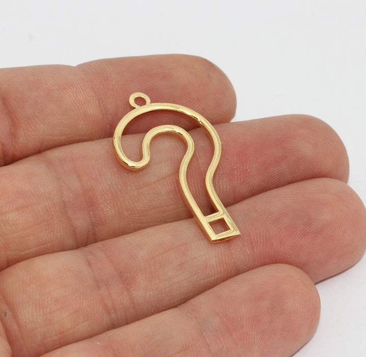 19x32mm 24k Shiny Gold Charm, Question Charms,Gold MTE1006