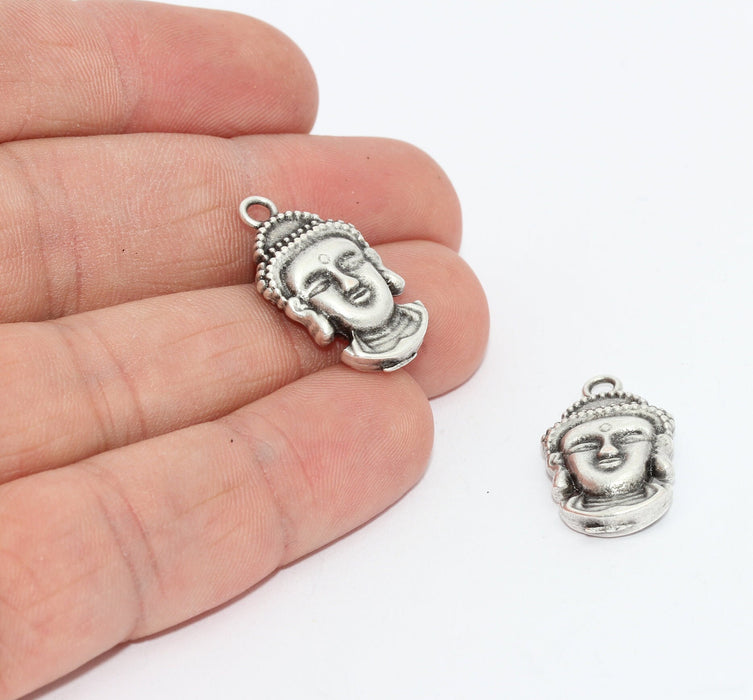 14x25 Antique Silver Buddha Charm, Buddha Pendants, MTE1153