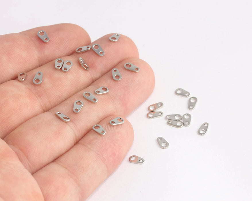 Connettore per collana placcato rodio 3x6 mm, linguette per catena, SLM460