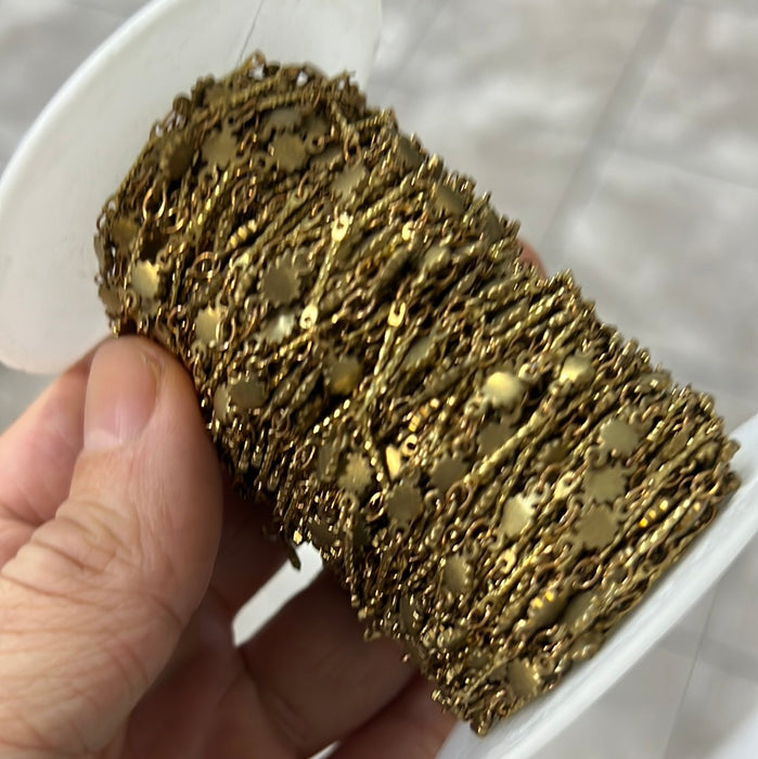 Catena a forma di sole in ottone grezzo da 5x9 mm, catena saldata in ottone, catena a barra, catena per cavigliera, catena in grandi quantità, catene placcate in ottone grezzo, RF6