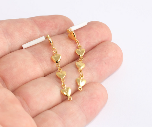 Heart Earrings, Heart Bar Stud Gold