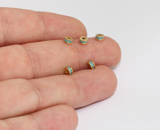 Turquoise Pave Rondelle , Mix Cz rondelle