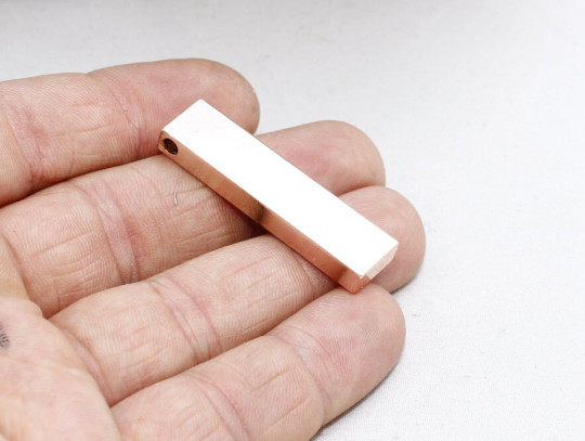 10x40mm Rose Gold Bar Pendant, Stamping Blank, Bar ROSE192