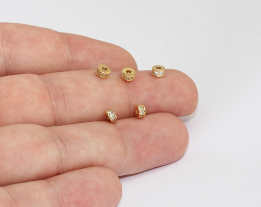 White Pave Rondelle , Mix Cz rondelle