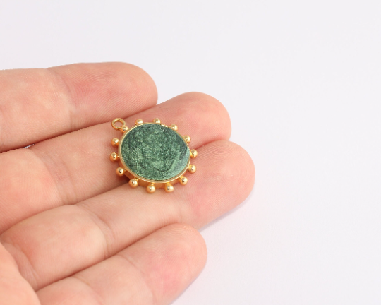 22 mm 24 ayar Parlak Altın Güneş Kolye, Güneş Kolye, Güneş SLM880