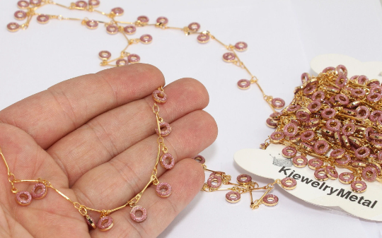 Catena con moneta in oro lucido 24k, catene con moneta a disco, catena viola BXB338
