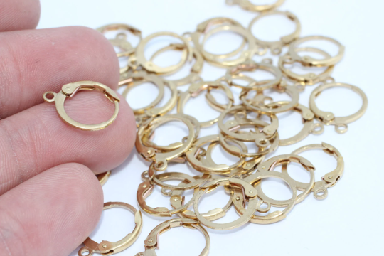 12x14mm Raw Brass Earring Leverback, Plain Leverback , CHK423