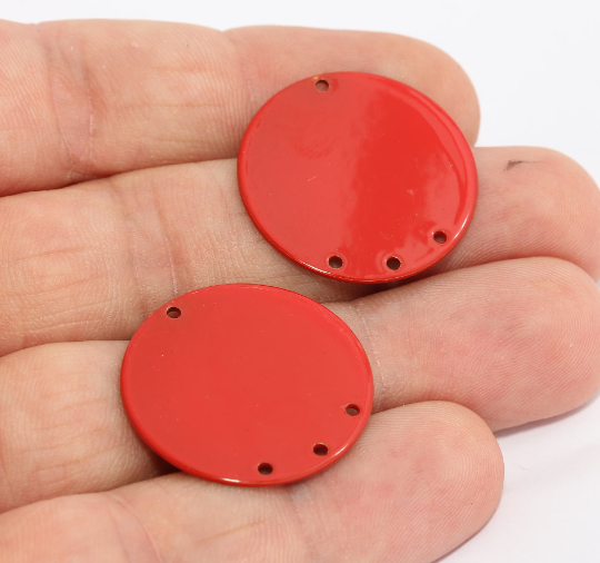 25mm Red Plated Round Disc, Round Disc, Stamping Blanks, MTE64