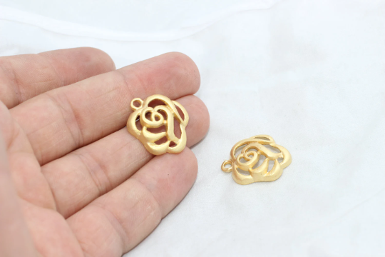 20x23mm 24 Ayar Mat Altın Kaplama Tılsım, Kolye Tılsımları, BRT121