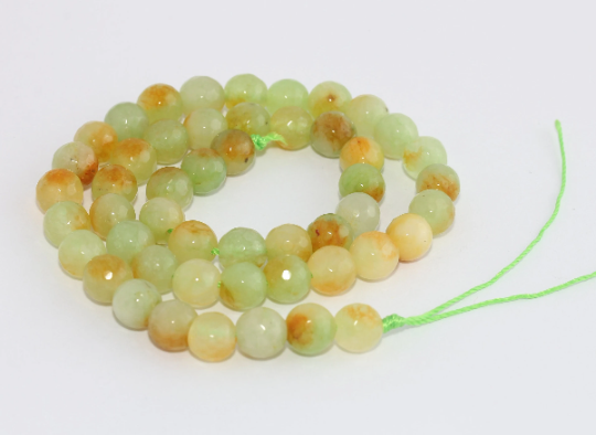 8mm Yellow Color Bead Strands, Faceted Round Beads, CHK702-5