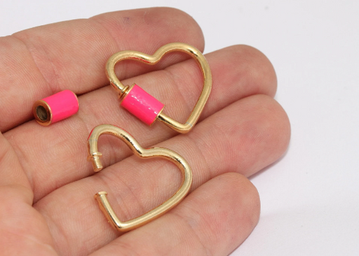 Shiny Gold Heart Screw Clasp Lock