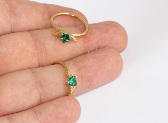 18-19mm 24k Shiny Gold Angel Ring, Micro Pave Angel Wings, MLS837