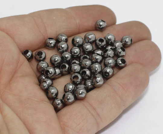 6mm Gunmetal Beads, Spacer Beads, Hollow Beads, Tiny , FRY113
