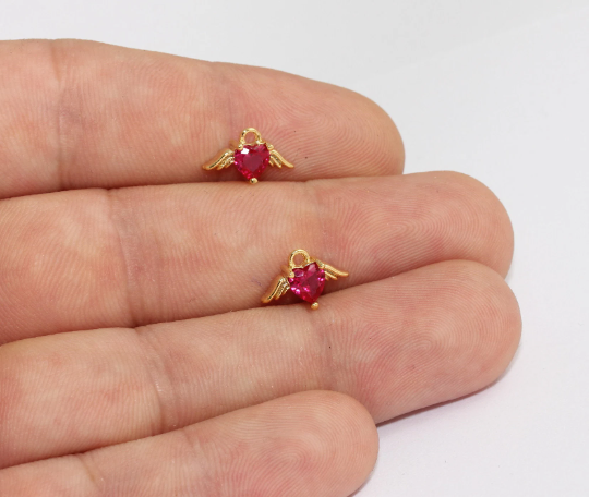 Ciondoli a forma di angelo in oro lucido 24k, 8x13 mm, micro pavé, angelo MLS273