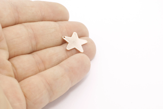 17mm Rose Gold Star Pendant, Star Disc, Star Charms,Tag, ROSE179