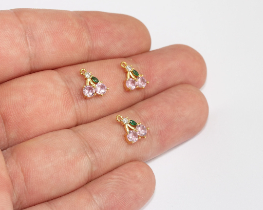 8,5x10mm 24k Shiny Gold Cherry Beads, CZ Cherry , MLS1045