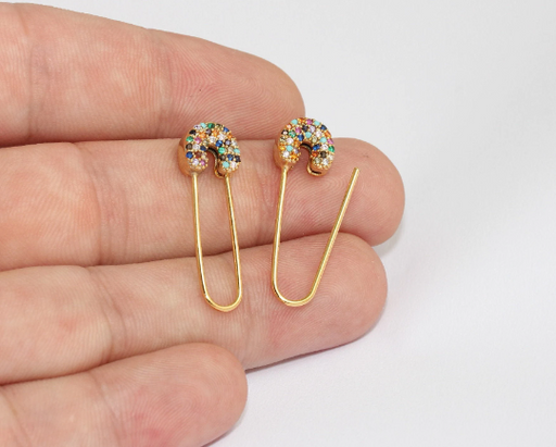 Shiny Gold Safety Pin Earrings