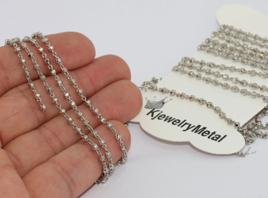 2,5 mm Rodyum Kaplamalı Küp Zincir, Lehimli Zincir, Küp BXB303