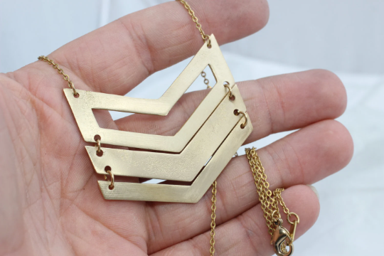 Raw Brass Chevron Pendant, Stamping Blank, Chevron Blank, AC