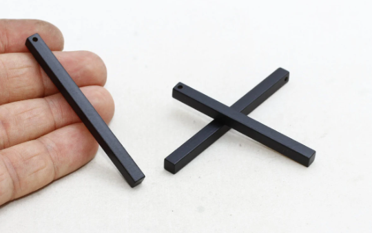 Barra quadrata placcata nera 5x70mm, targhetta solida, lunga ETS117