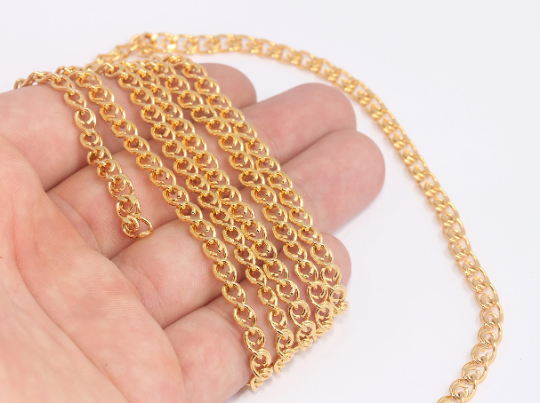 Catena a corda in oro lucido 24k da 5 mm, catena per collana lavorata a maglia, CHK639