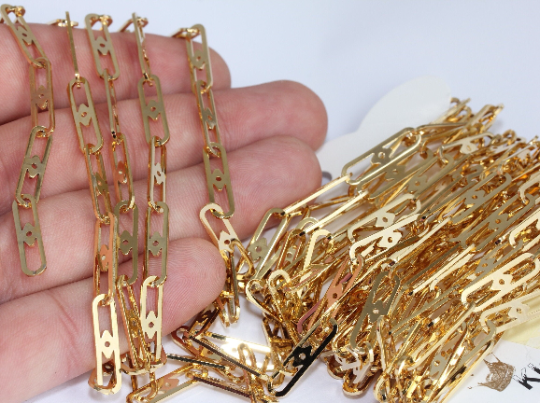 5x20mm 24k Shiny Gold Link Chain, Oval Link Chain, LLC CHK555