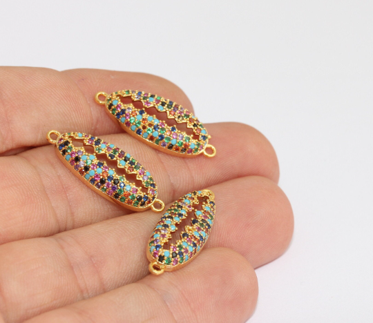 10x25mm 24 Ayar Parlak Altın Deniz Kabuğu Takıları, Mikro Döşeme, Altın MLS85