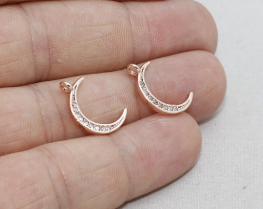 10x16mm Gül Altın Ay, Mikro Döşeme Ay Takıları, ZRCN227