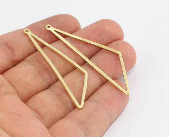 15x56mm Raw Brass Pendant, Triangle Pendant, Charm, CHK263