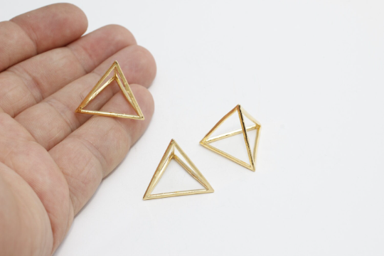 Ciondoli a forma di piramide in oro lucido 22k da 21 mm, ciondoli a forma di triangolo, MTE52