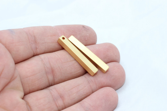 4x30mm 24k Matt Gold Bar Charms, Bar Necklace, Square BRT39