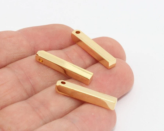4x25mm 24k Shiny Gold Bar, Long Bar, Bar Necklace, Bar MTE1100