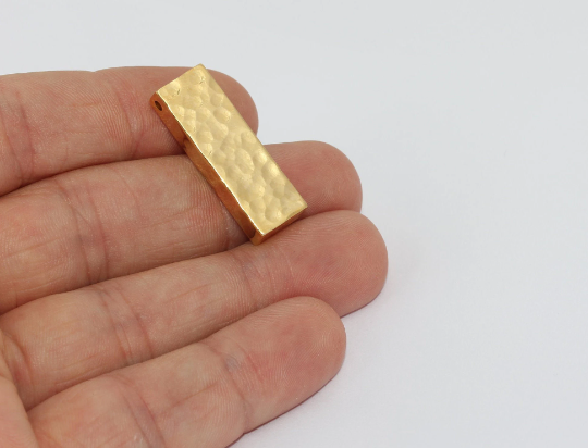10x30mm 24k Shiny Gold Hammered Bar, Hammered,Bar, BRT490-2