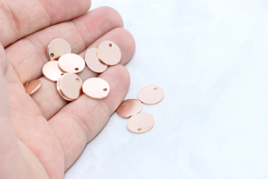 10mm Rose Gold Round Charms, Round Disc, Charms ROSE40