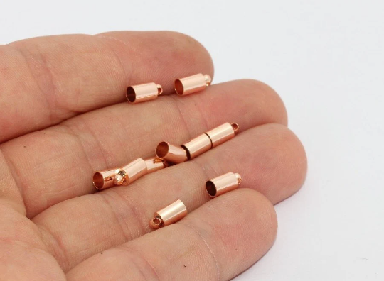 4x8mm Rose Gold Bead Caps, Inner Size 3,5mm, Cord End, MTE1158