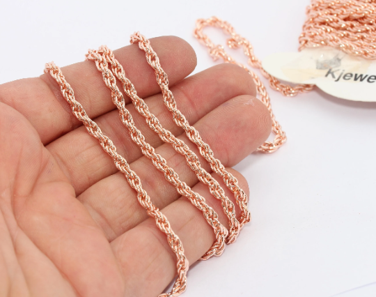 Catene a maglie larghe in oro rosa da 3,5 mm, catene lavorate a maglia, serpente, metallo BXB268