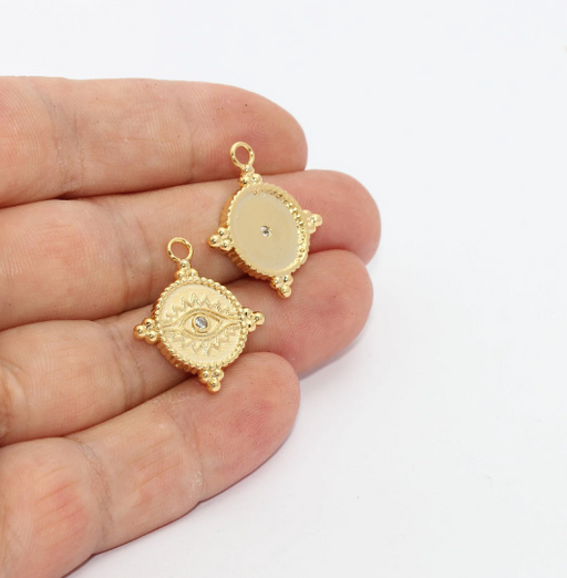 Shiny Gold Evil Eye Pendant
