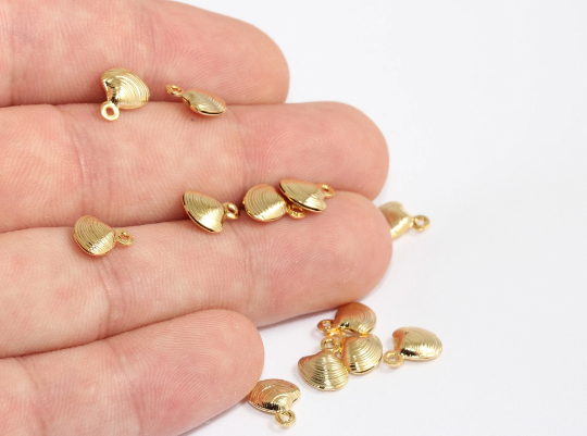 8x10mm 24 ayar Parlak Altın Deniz Kabuğu Tılsımı, Deniz Kabuğu Tılsımı, MLS740