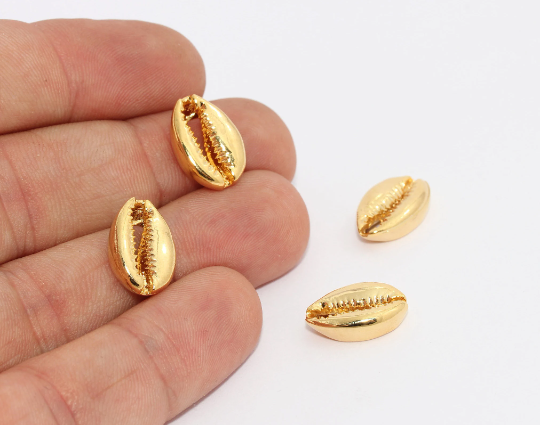 10x15mm 24 ayar Parlak Altın Kaplamalı Deniz Kabuğu, Deniz Kabuğu Takıları, BRT139