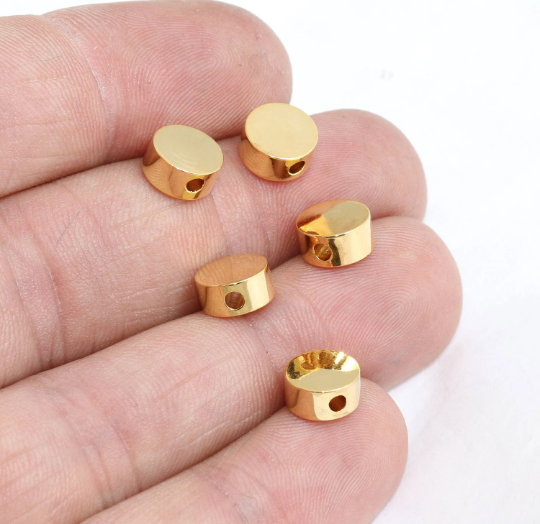 8mm 24k Shiny Gold Round Disc, Gold Plated Round Beads, BRT744