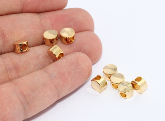7mm 24k Shiny Gold Round Beads, Spacer Beads, Solid MTE677