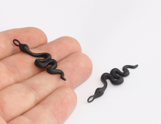 14x41mm Black Plated Snake Charms, Snake Connector, SLM1030