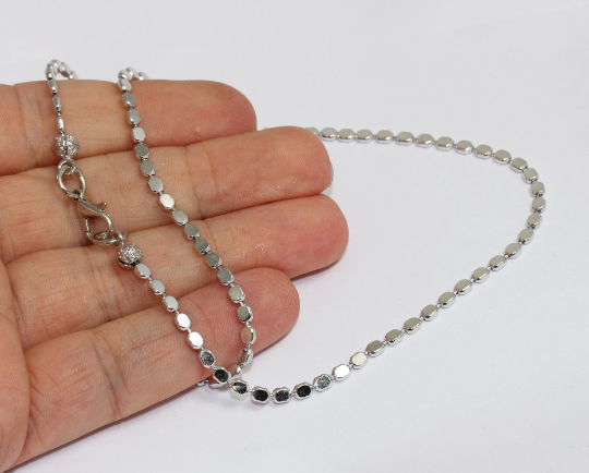 17'' 2,5mm Rodyum Kaplama Kolye, Boncuklu Zincir, Hazır, CHK412-1